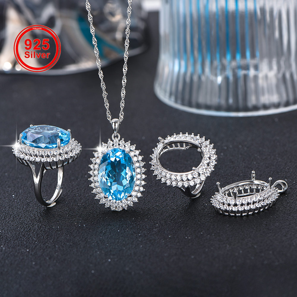 Luxury Gift Set - 13x18mm S925 Sterling Silver Ring Pendant