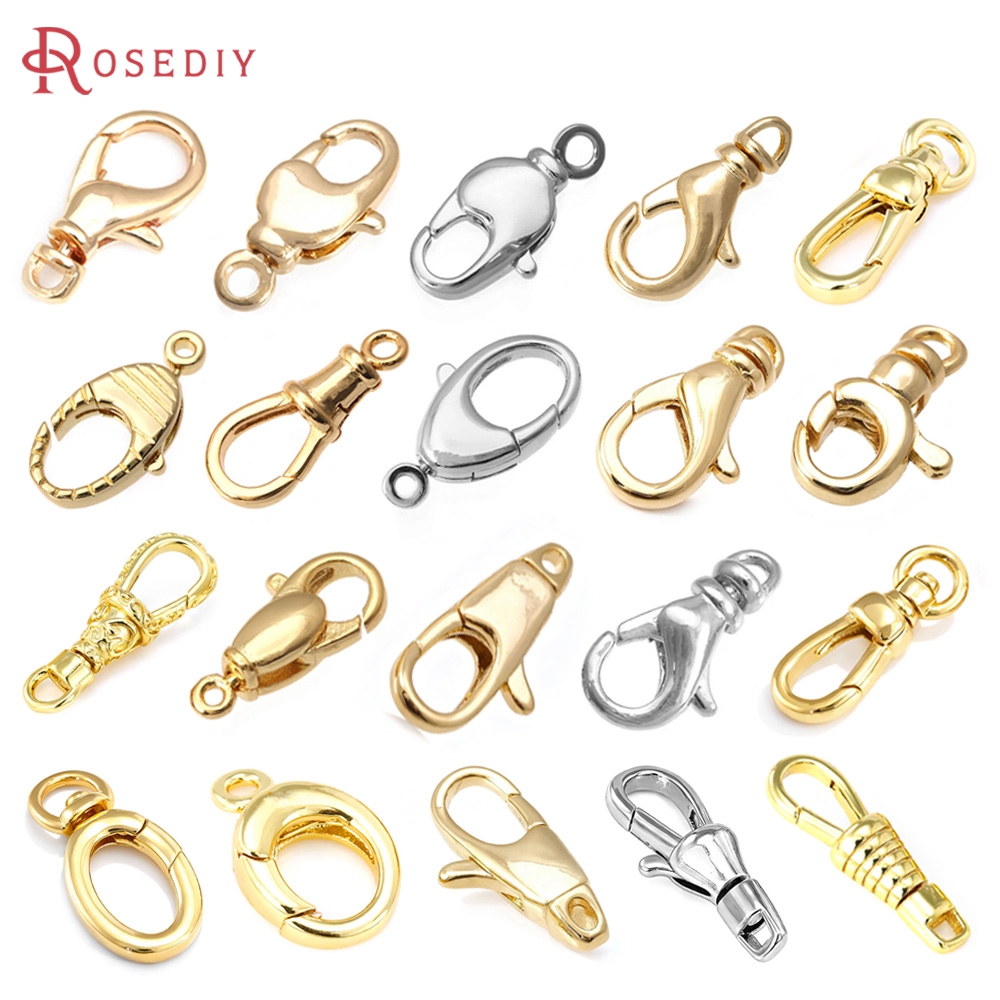 Gold Plated Jewelry - 18K Gold Color Brass Rotatable Lobster