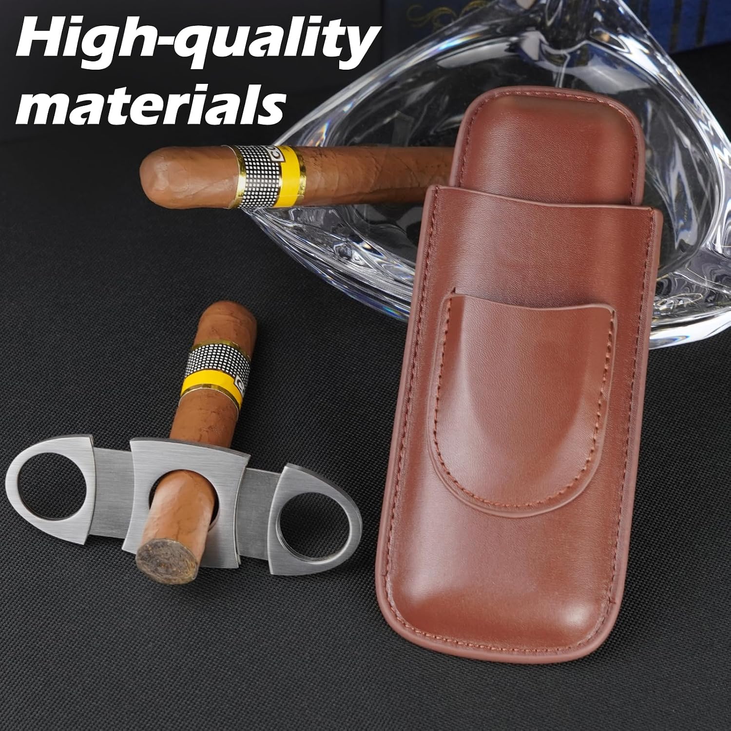 Portable 2-Finger Leather Ciga - Premium Cigar Case ulasan dan harga