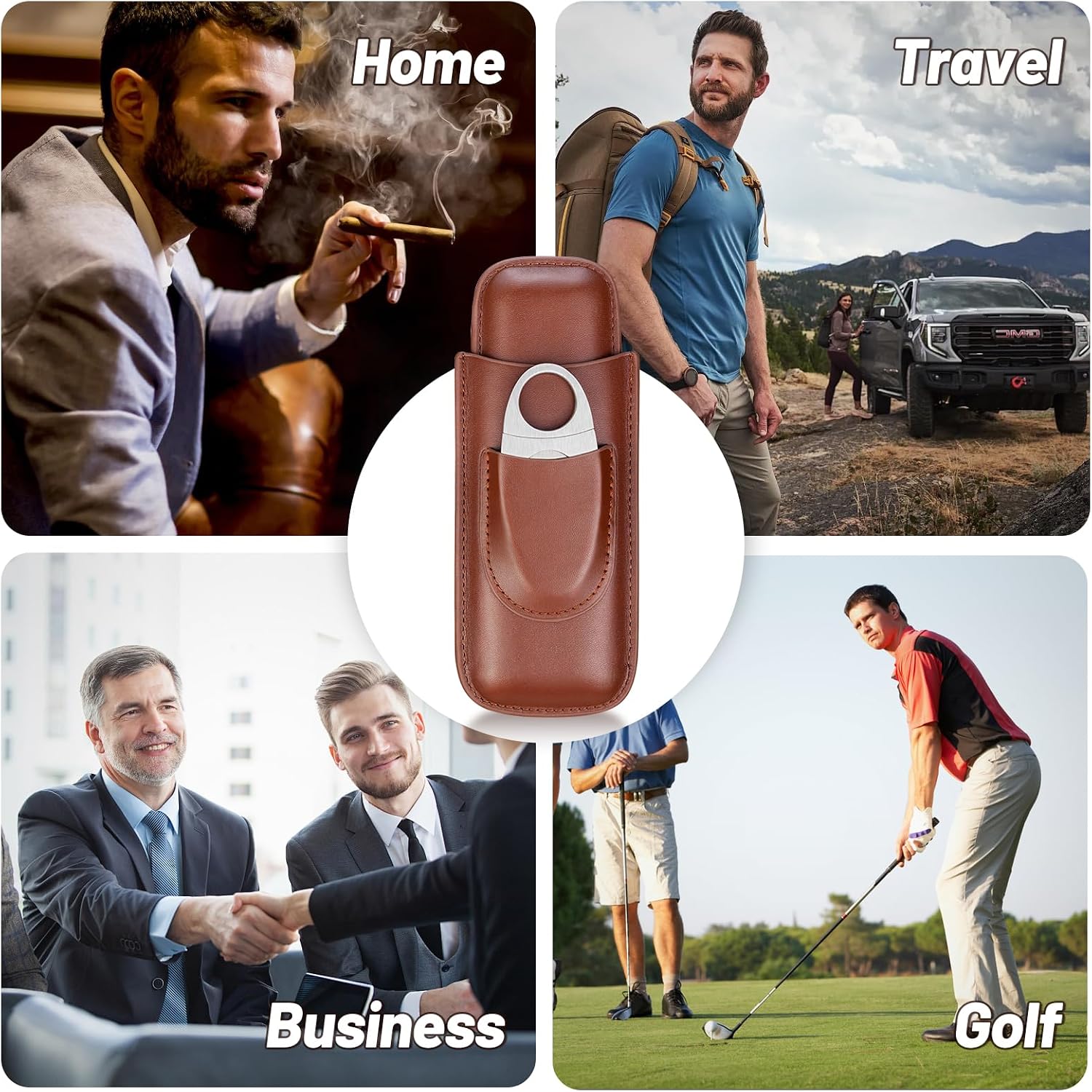 Portable 2-Finger Leather Ciga - Premium Cigar Case ulasan dan harga