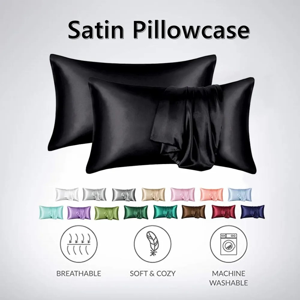 2pcs/lot Solid Silky Satin Ski - Silk Pillowcase ulasan dan harga