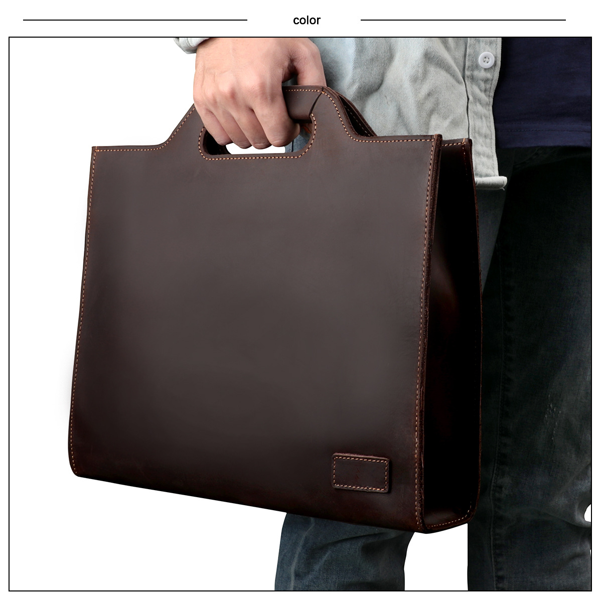 Men's laptop bag, men's should - Leather Briefcase ulasan dan harga